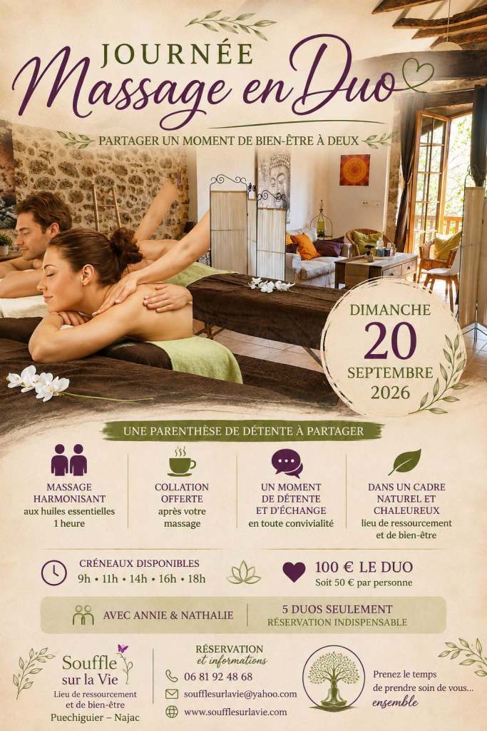 Massage bien être en Duo Aveyron Najac